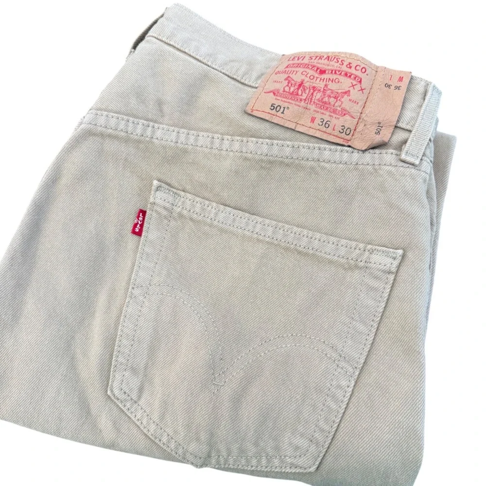 Levis 501xx Vintage Y2K Tan Khaki Straight Leg Button Fly Jeans Mens 36x30 0603